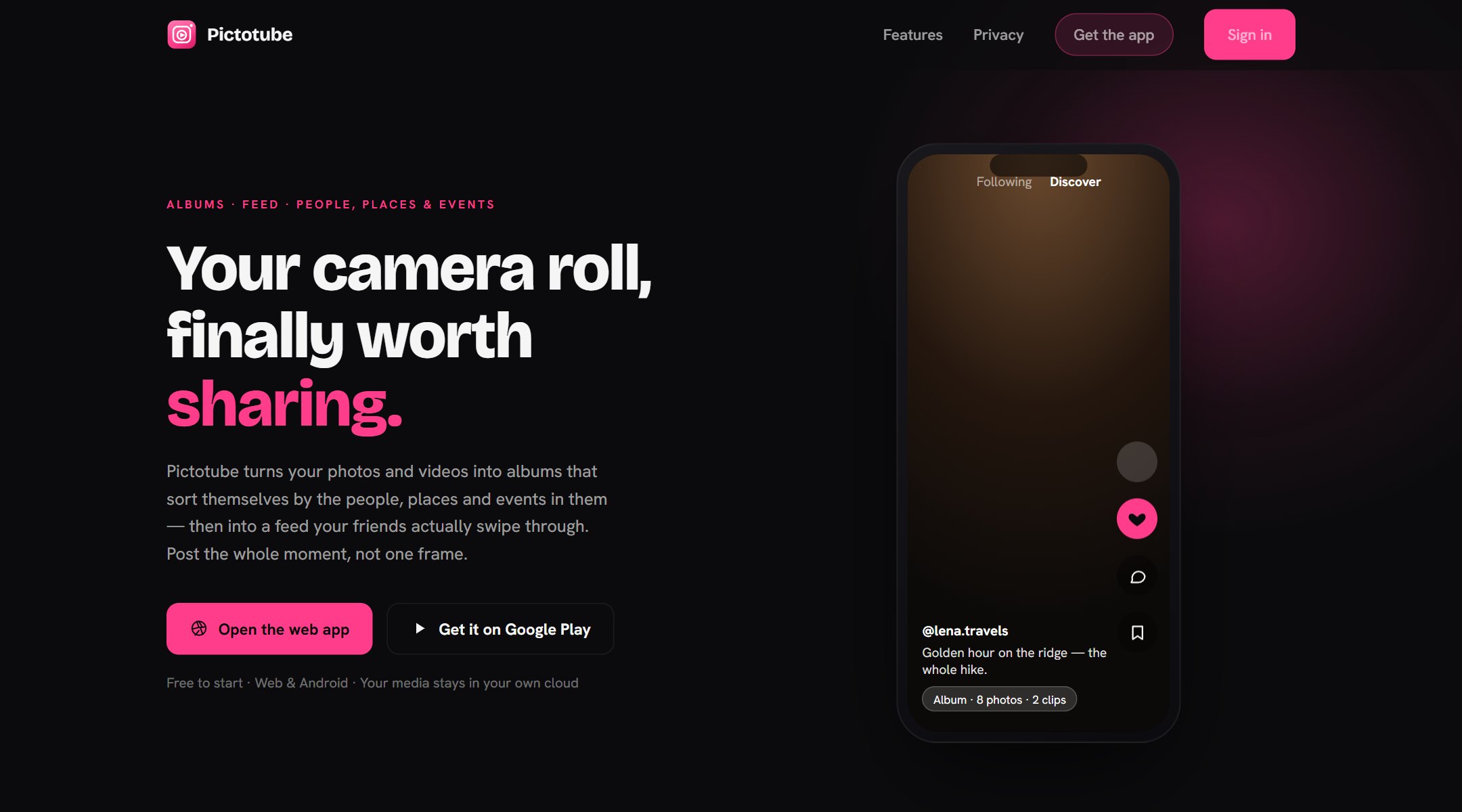 Pictotube web — page d'accueil